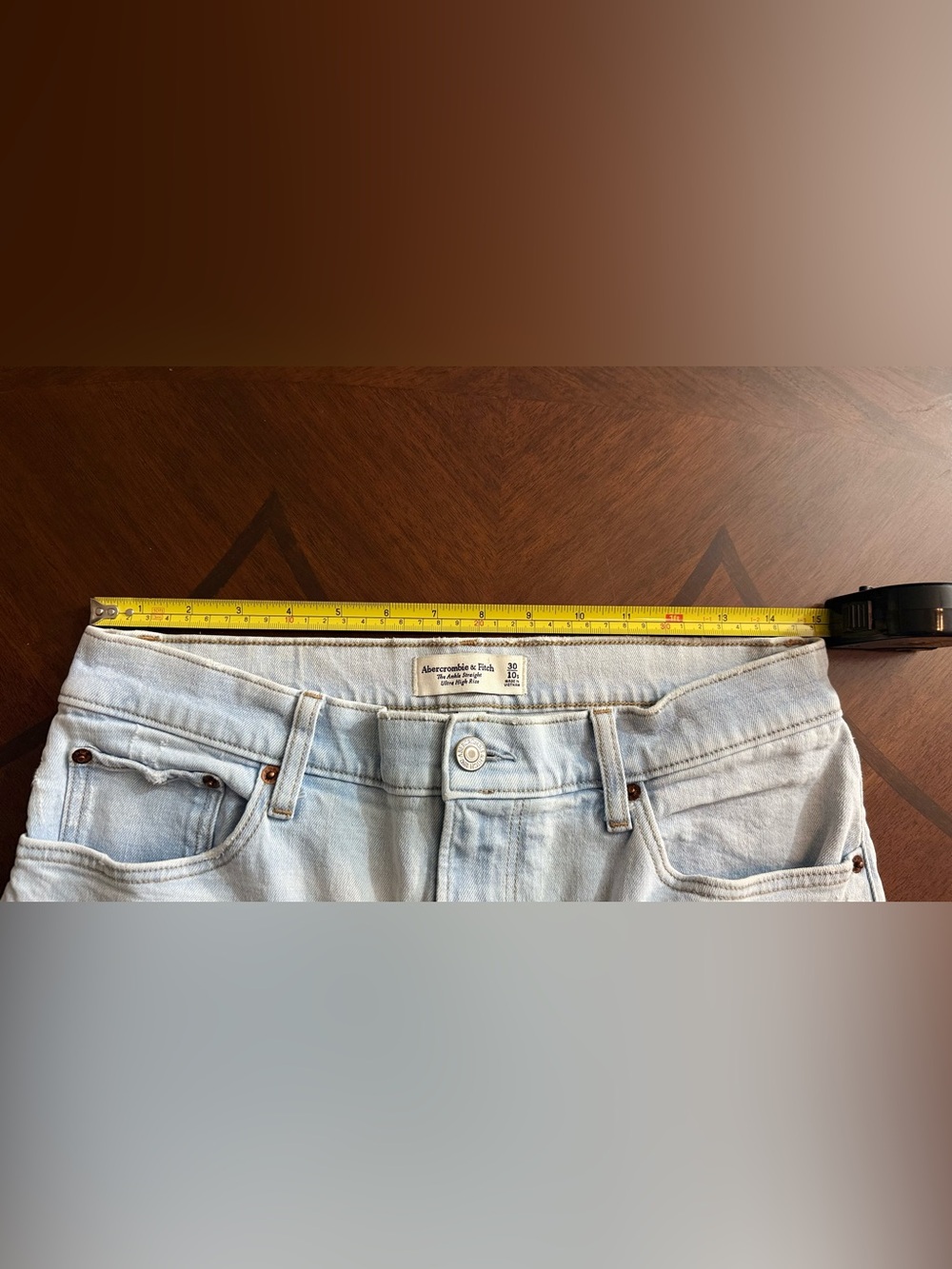 Abercrombie & Fitch Light Blue Ankle Ultra High Rise Straight Leg Jeans - Picture 7 of 16